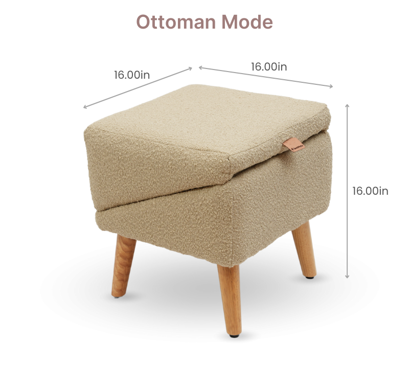 Split Ottoman Dog Ramp Split Ottoman Dog Ramp closed with dimensions.